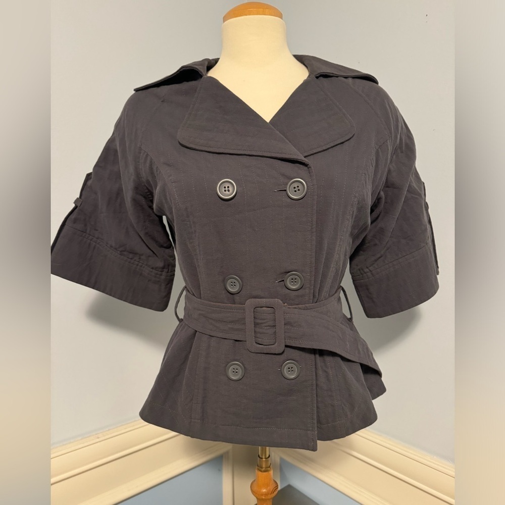 Revolution - half sleeve double breasted quilted belted jacket